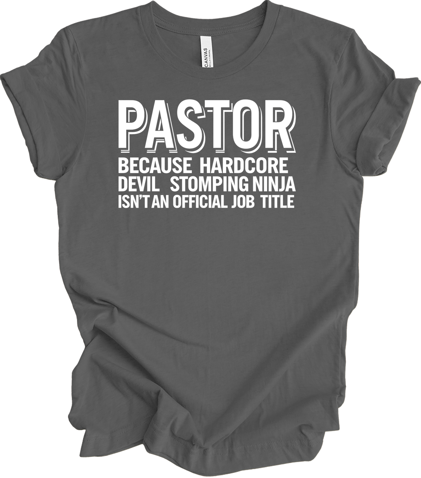 Pastor Typography Humor T-Shirt in Asphalt