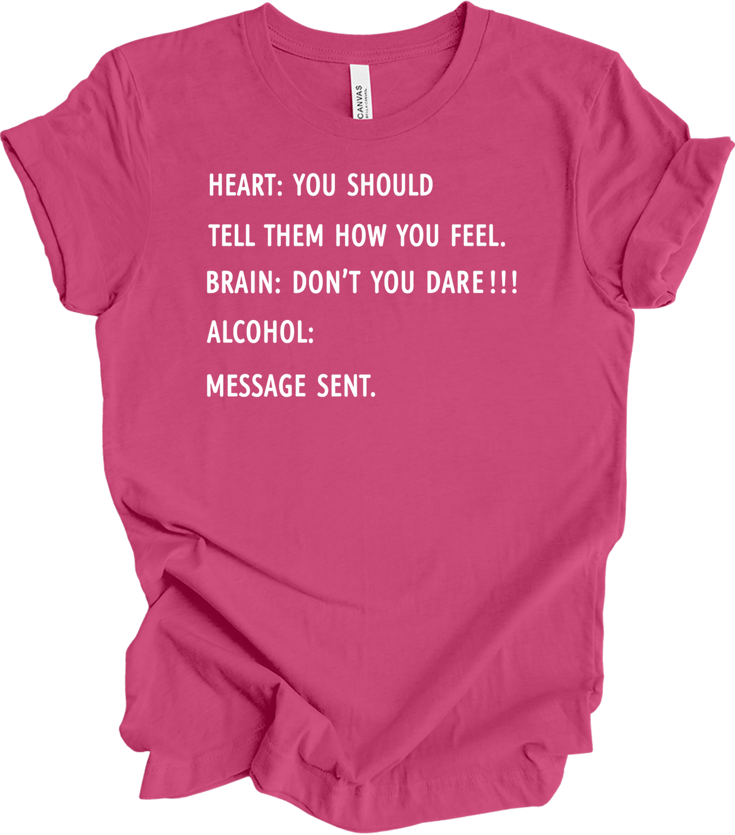 Alcohol: Heart vs Brain T-Shirt in Berry