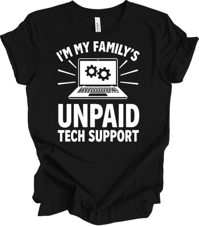 Unpaid Tech Support T-Shirt in Black
