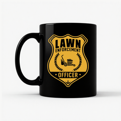Lawn Enforcement Officer Mug in Black