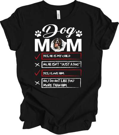 Dog Mom Bernese Mountain Dog Checklis T-Shirt in Black