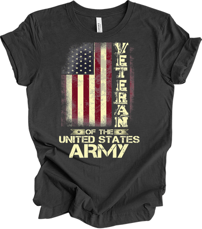 US Army Veteran Flag T-Shirt in Dark Grey Heather