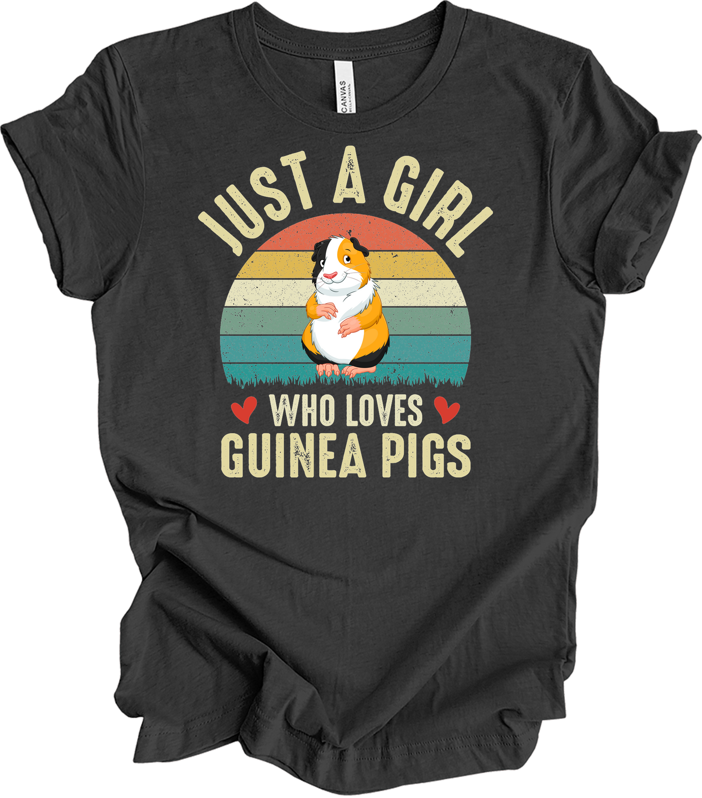Just a Girl Who Loves Guinea Pigs - Cute Retro Pet Gift T-Shirt in Dark Grey Heather