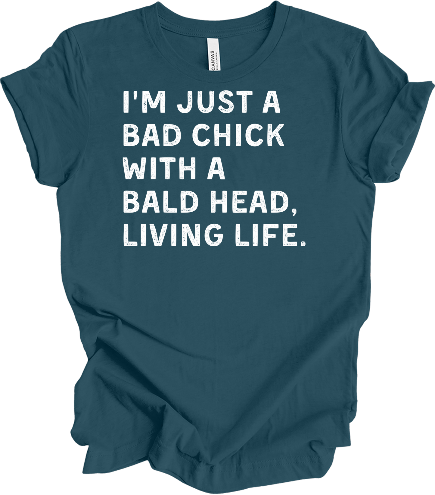 Bad Chick Bald Head T-Shirt in Deep Teal