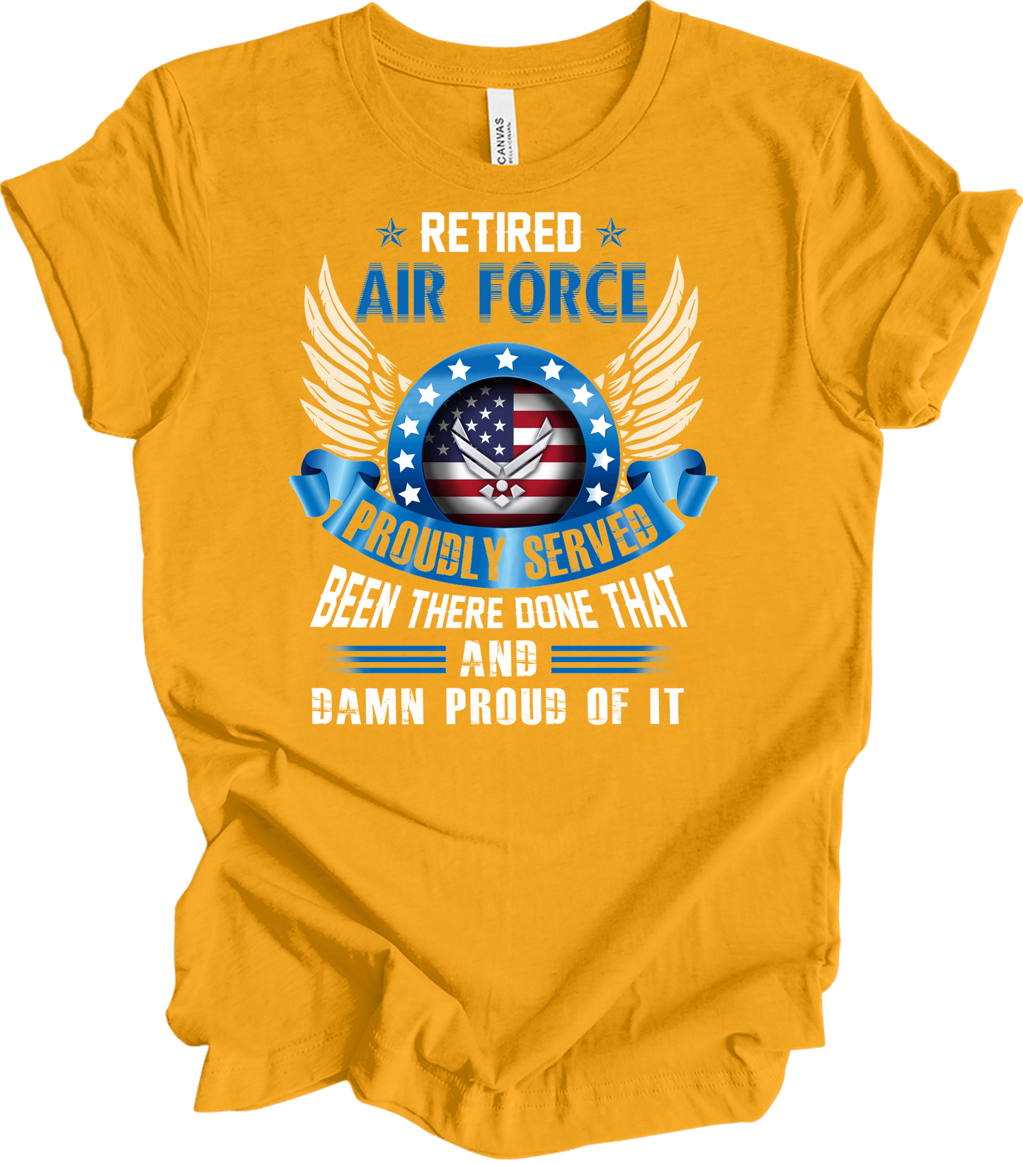 Retired Air Force Veteran T-Shirt in Gold