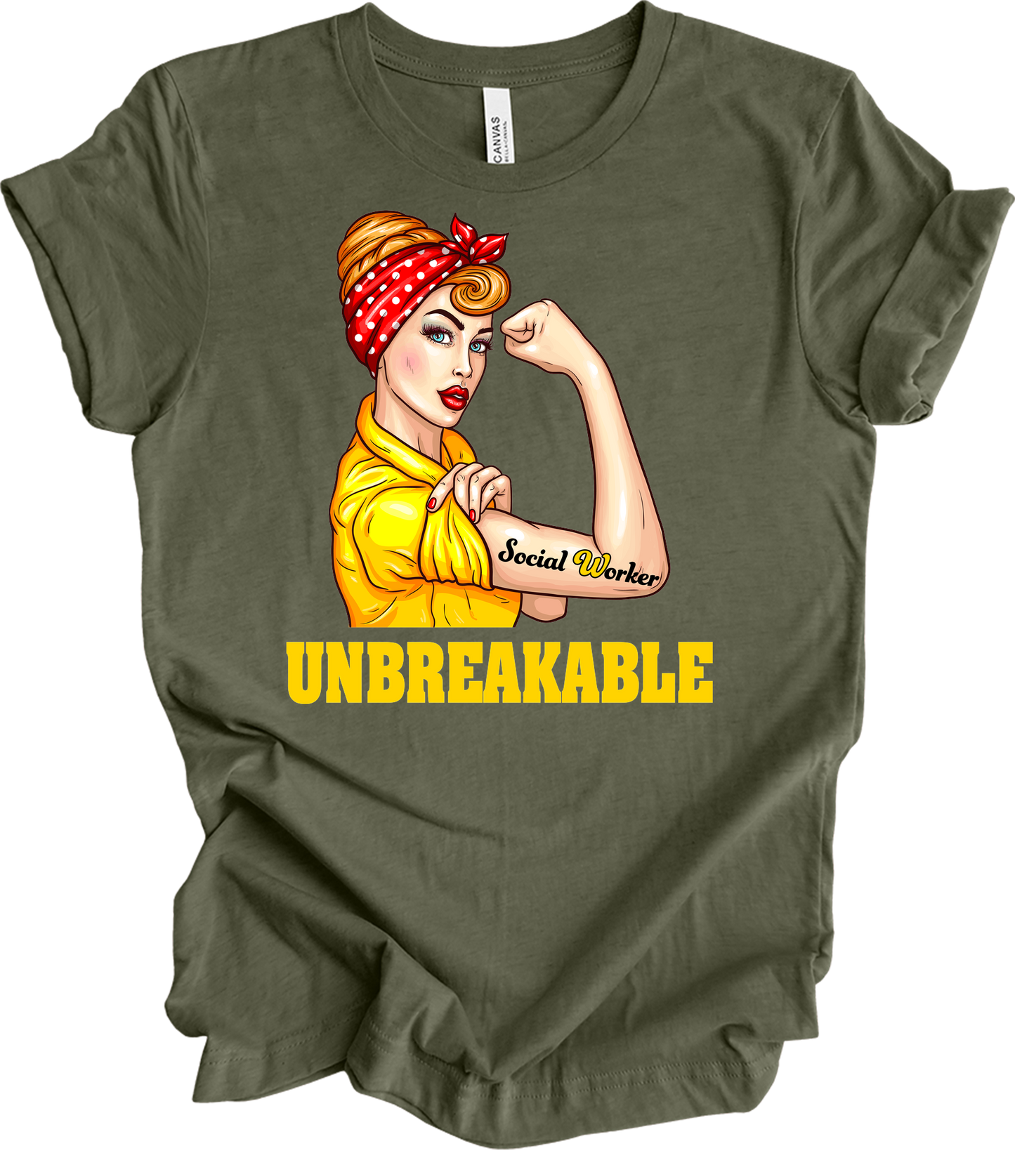 Unbreakable Social Worker T-Shirt in Heather Military Green