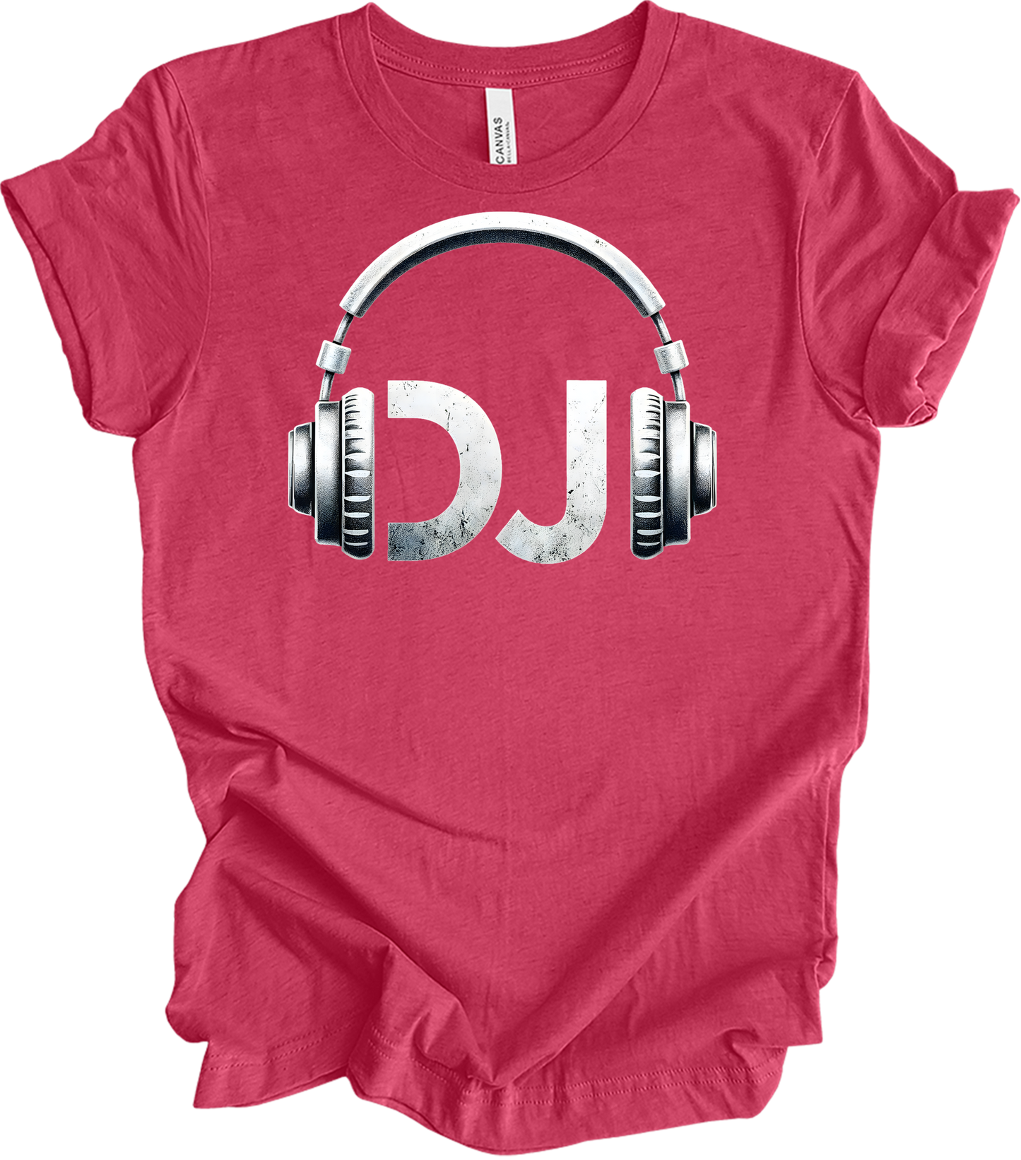 DJ Headphones Music T-Shirt in Heather Raspberry