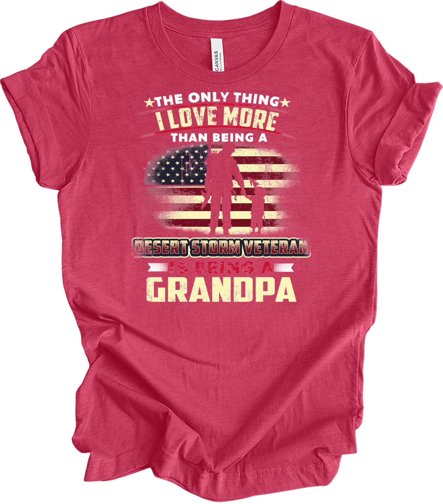 Veteran Grandpa Gift T-Shirt in Heather Raspberry