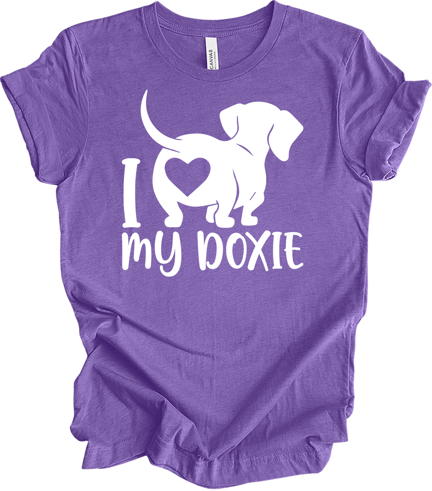 I Love My Doxie Mom T-Shirt in Heather Team Purple