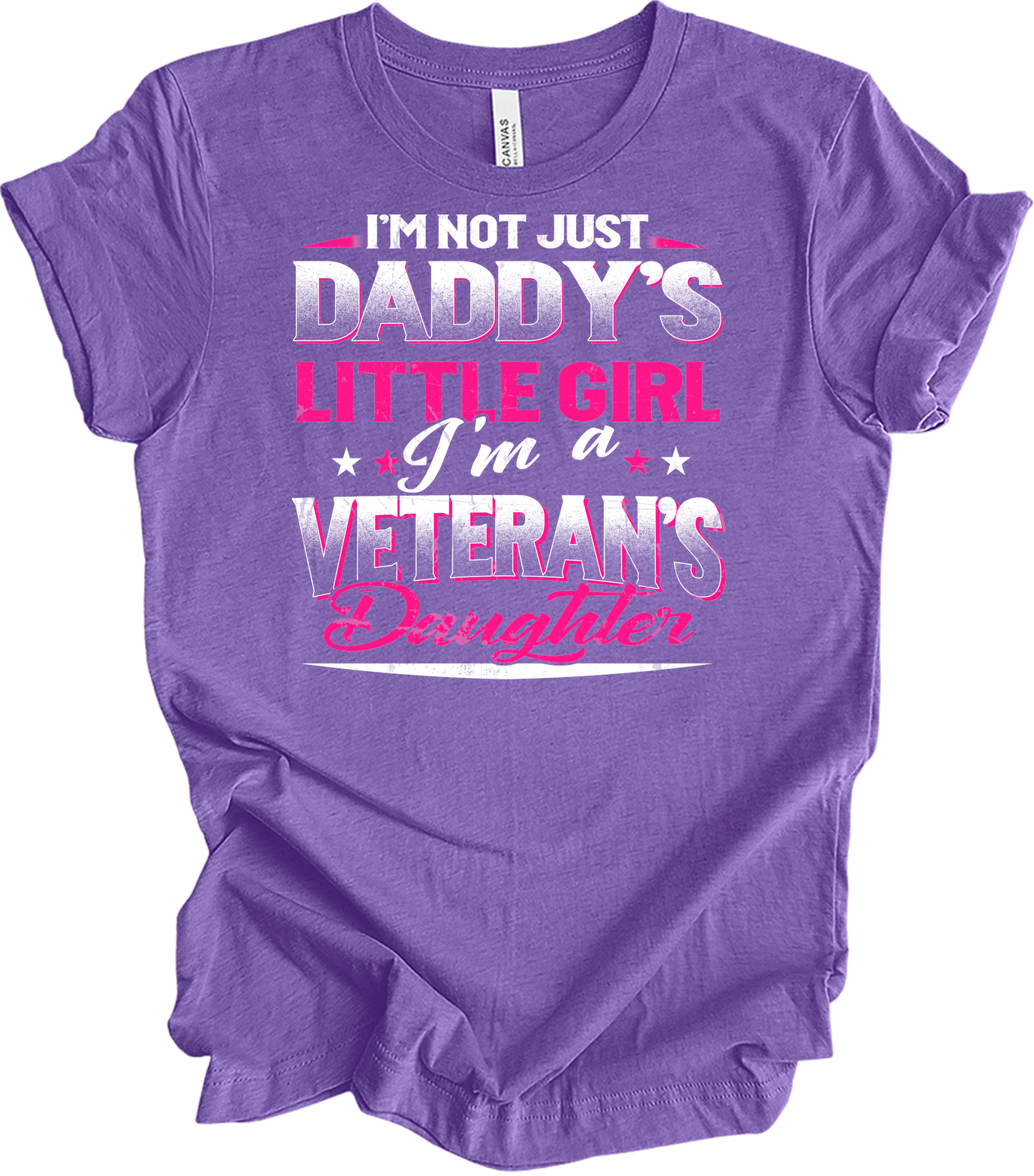 Veteran's Daughter Daddy's Little Girl T-Shirt in Heather Team Purple