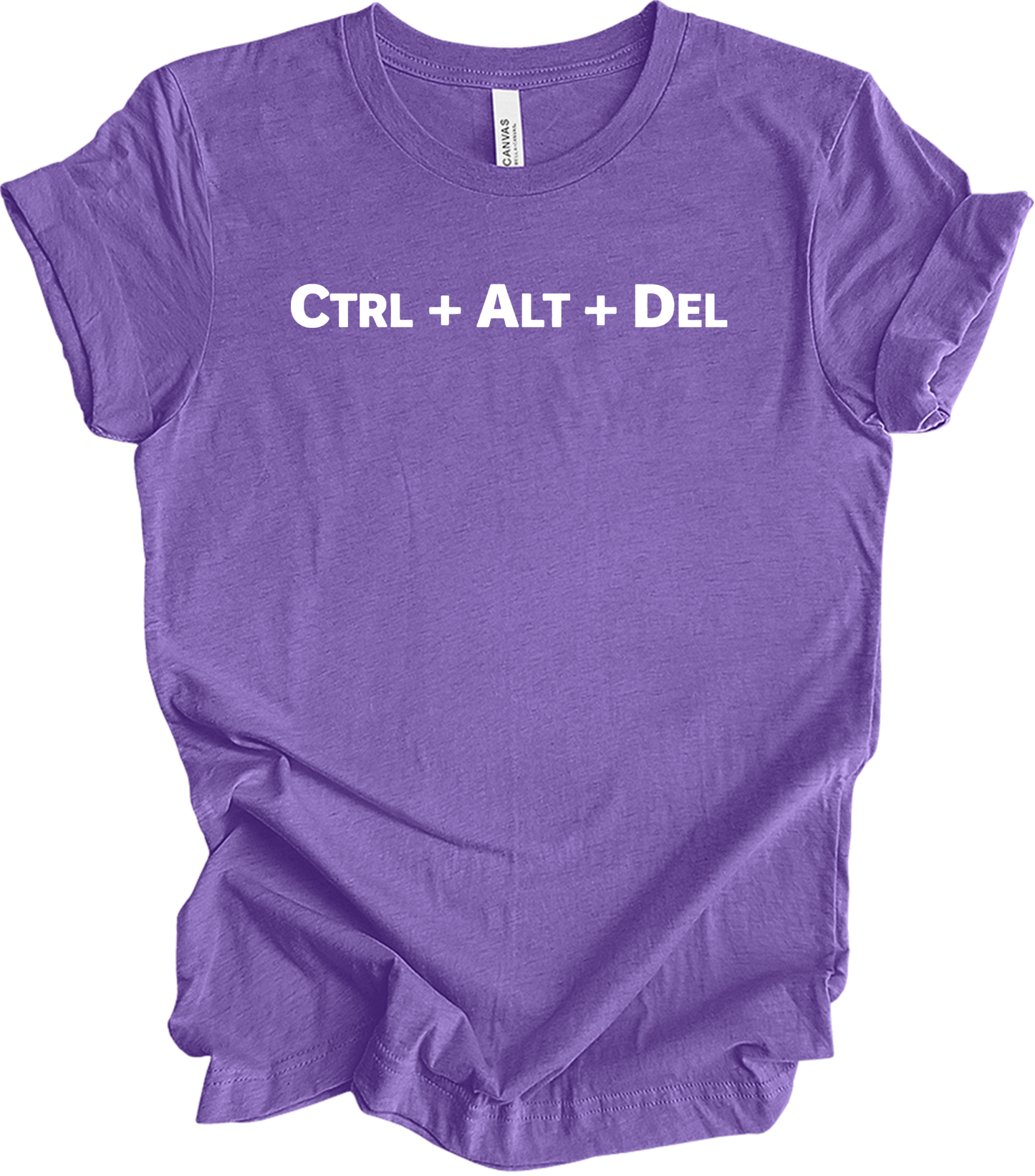 CTRL ALT DEL Tech Humor T-Shirt in Heather Team Purple