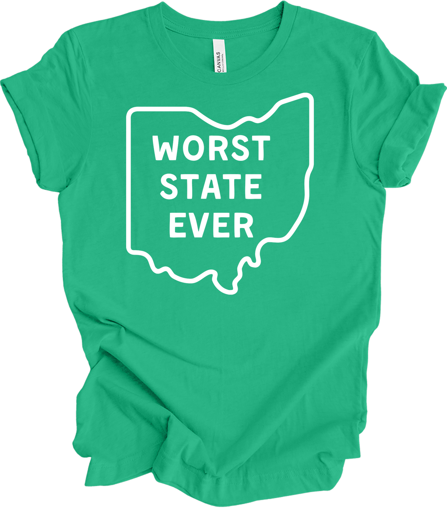 Worst State Ever Ohio - Funny State Rivalry T-Shirt in Kelly