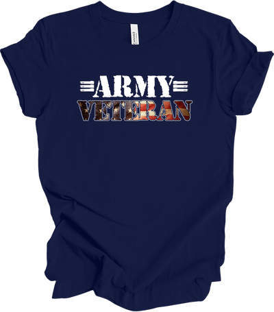 US Army Veteran Flag T-Shirt in Navy