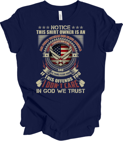 Air Force Veteran US Military Patriotic T-Shirt in Navy