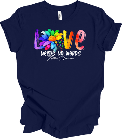 Love Needs No Words Autism T-Shirt in Navy