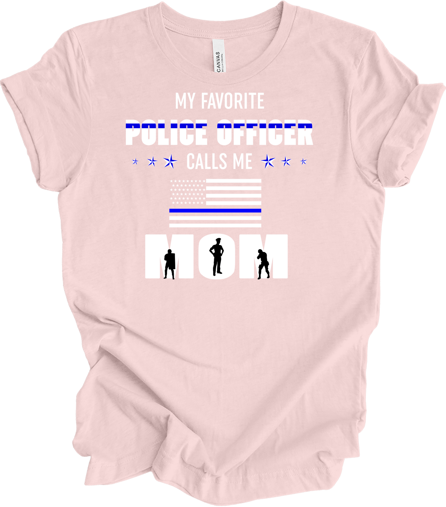Police Officer Calls Me Mom T-Shirt in Soft Pink