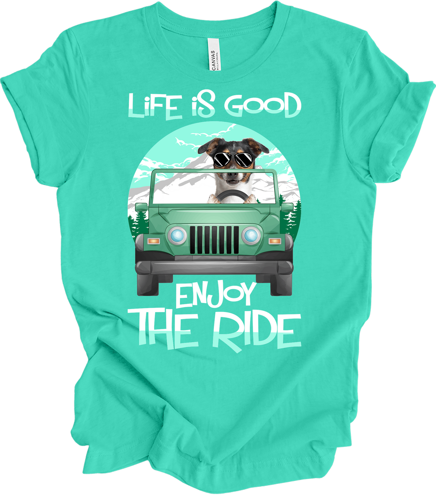 Jeeps and Dogs - Funny Jack Russell Terrier Owner Gift T-Shirt in Teal