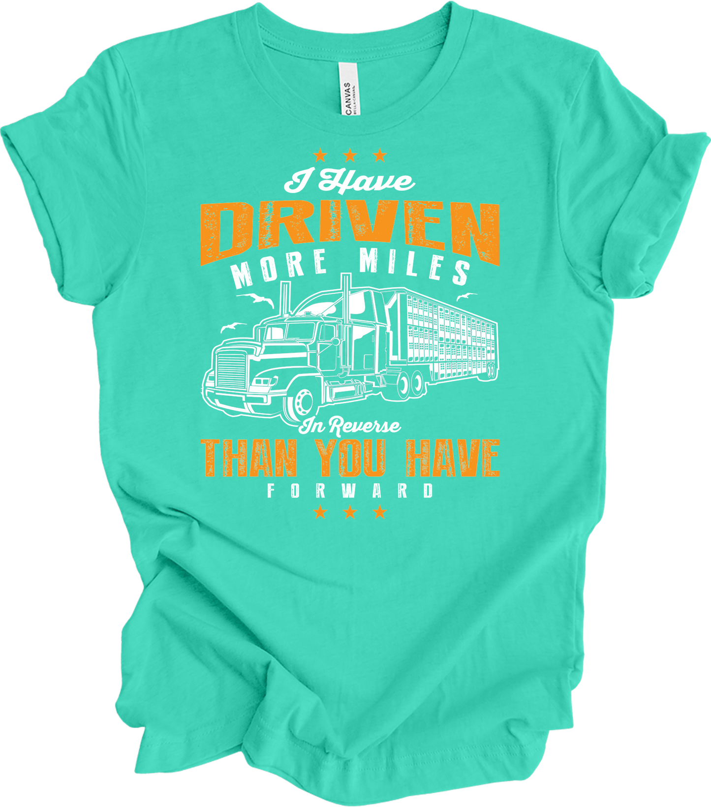 Truck Driver Reverse Miles T-Shirt in Teal