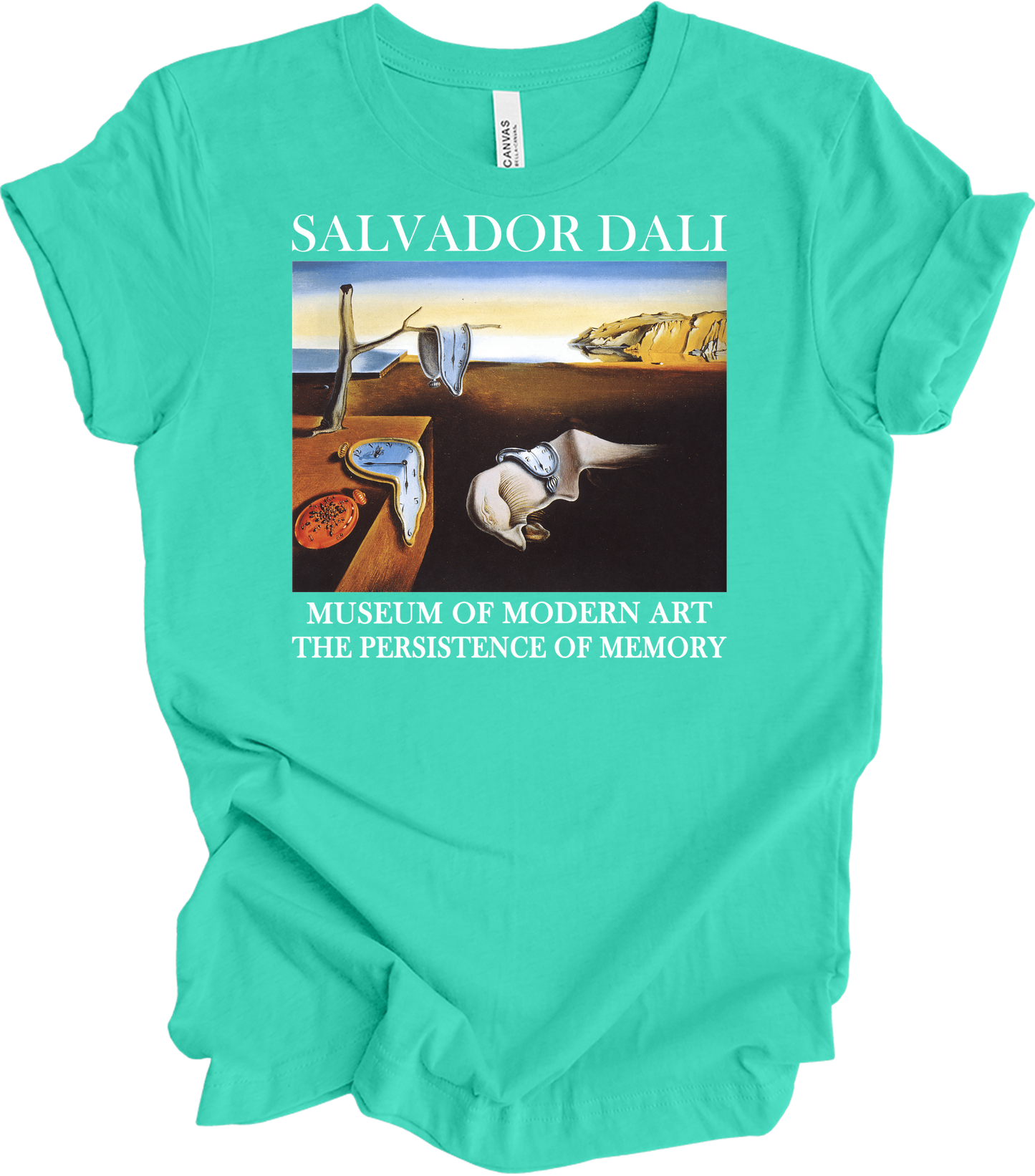 Salvador Dali The Persistence of Memory Art T-Shirt in Teal