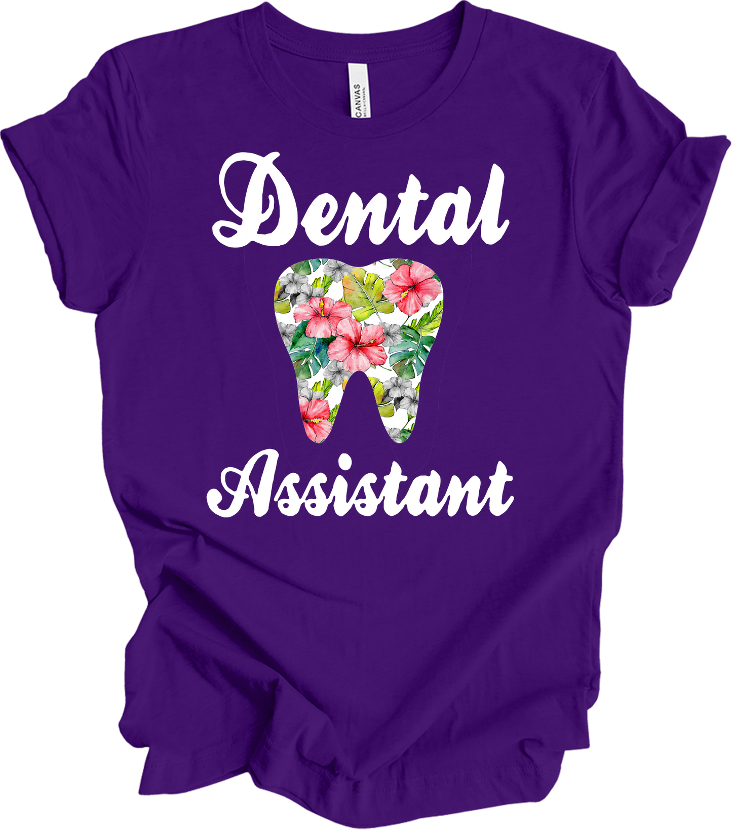 Dental Assistant Floral Tooth - Cute Dental Squad Gift T-Shirt in Team Purple