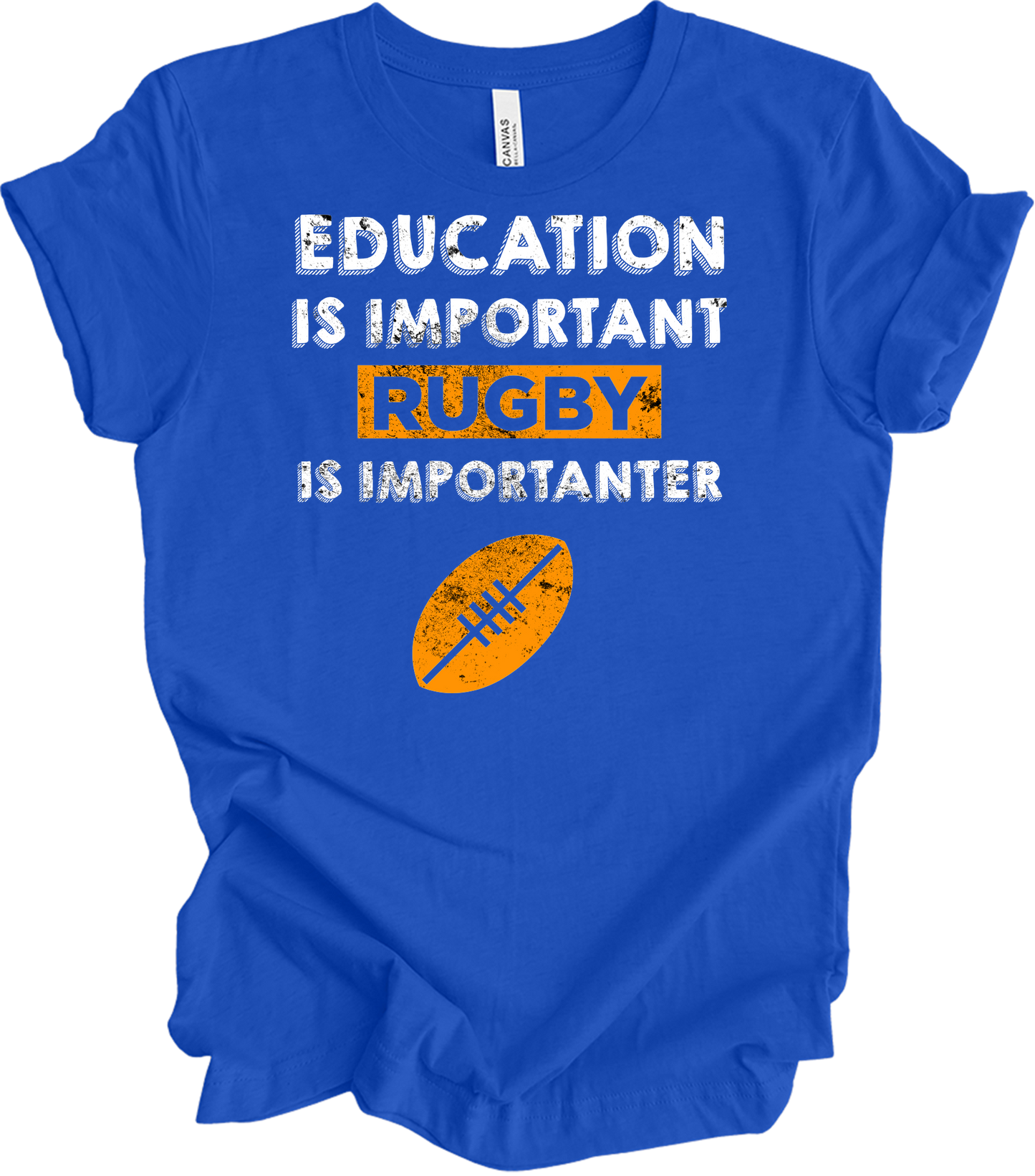 Rugby Is Importanter Funny Sports T-Shirt in True Royal