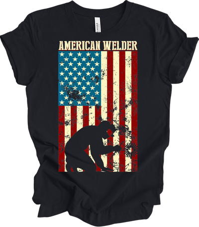 American Flag Welder T-Shirt in Vintage Black