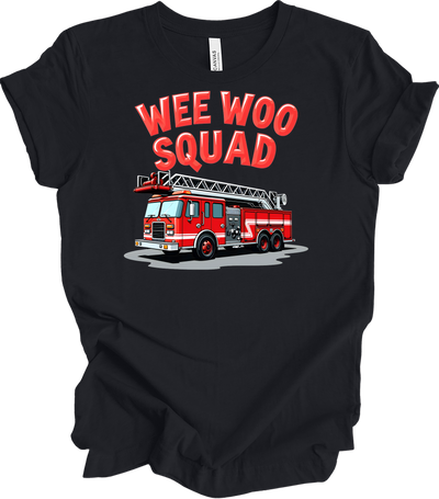Wee Woo Squad Fire Truck T-Shirt in Vintage Black
