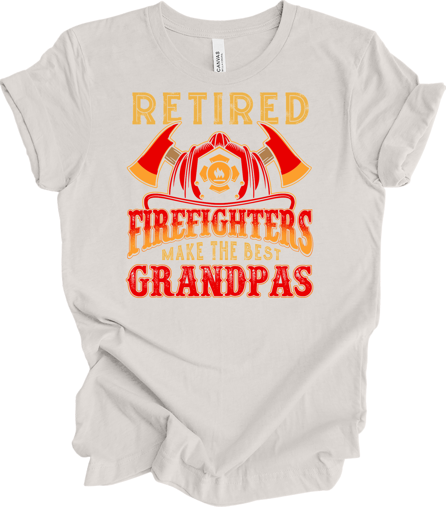 Retired Firefighter Grandpa T-Shirt in Vintage White