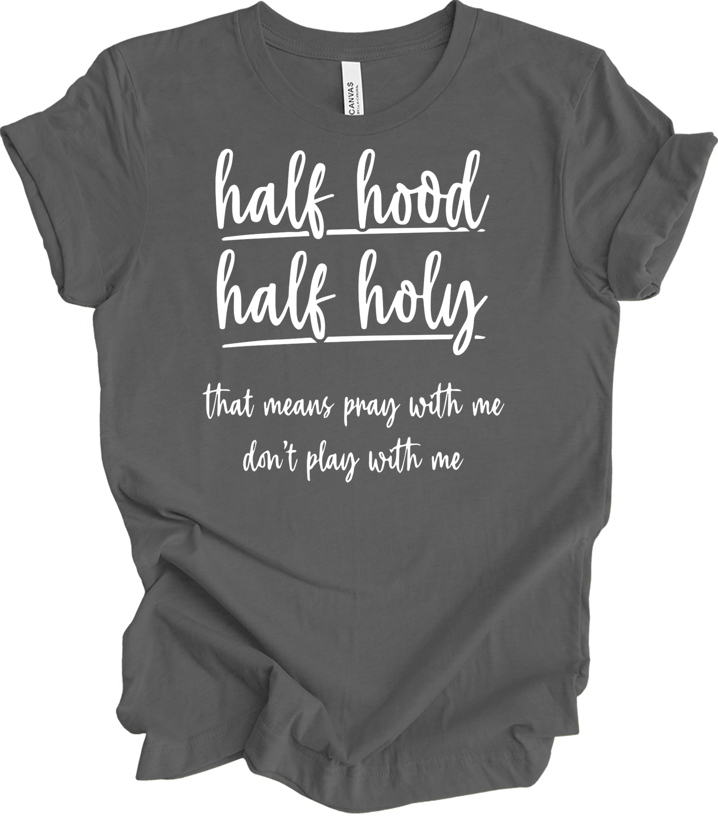 Half Hood Half Holy T-Shirt in Asphalt