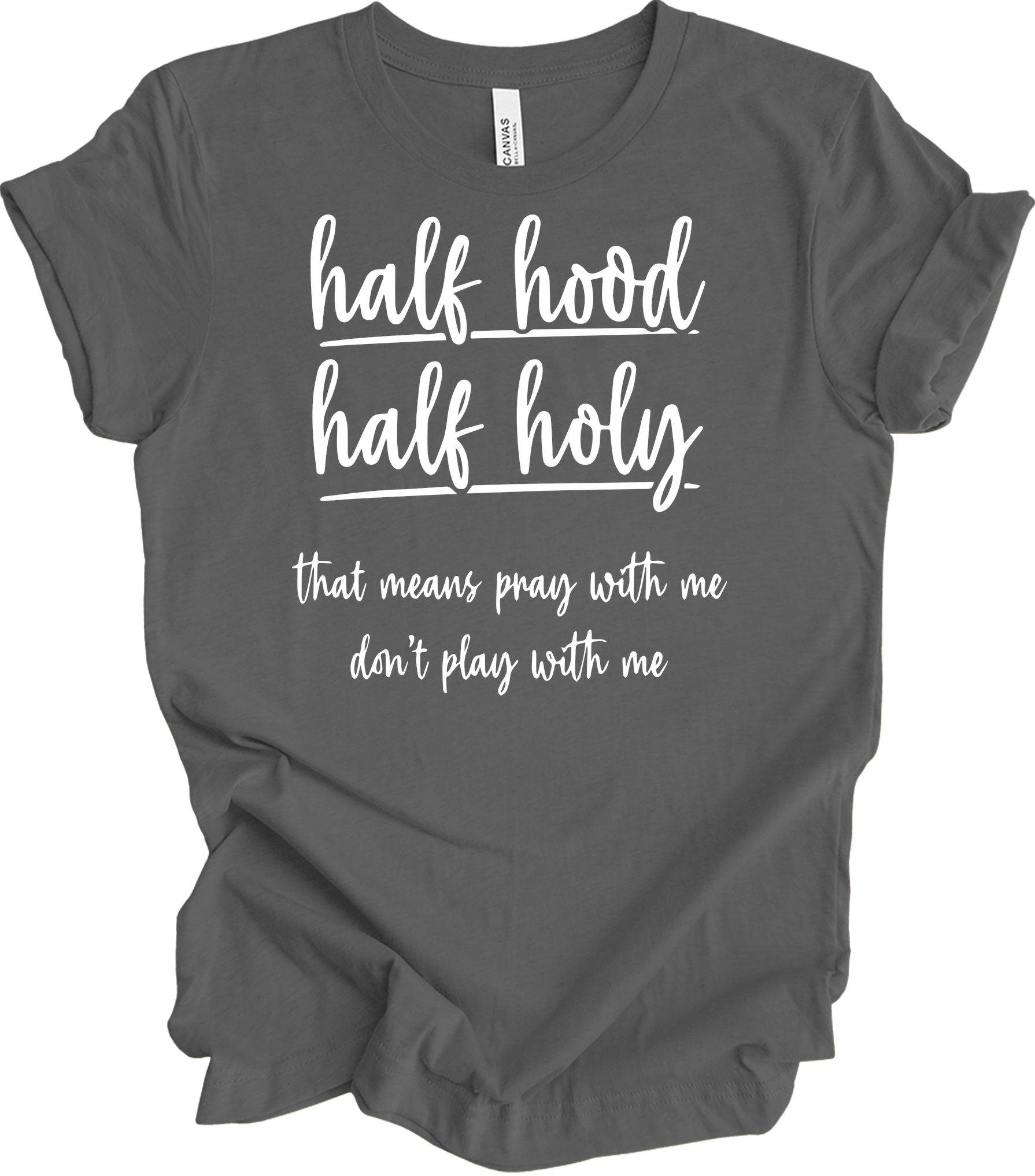 Half Hood Half Holy T-Shirt in Asphalt