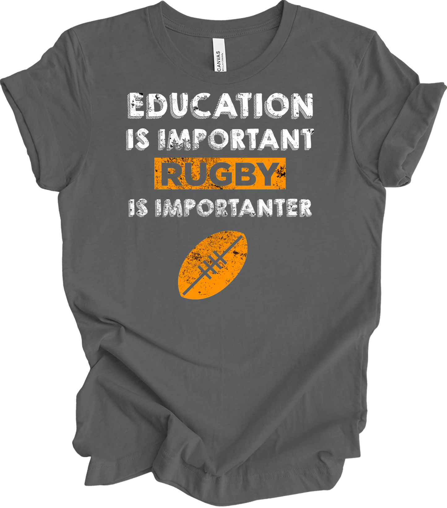 Rugby Is Importanter Funny Sports T-Shirt in Asphalt