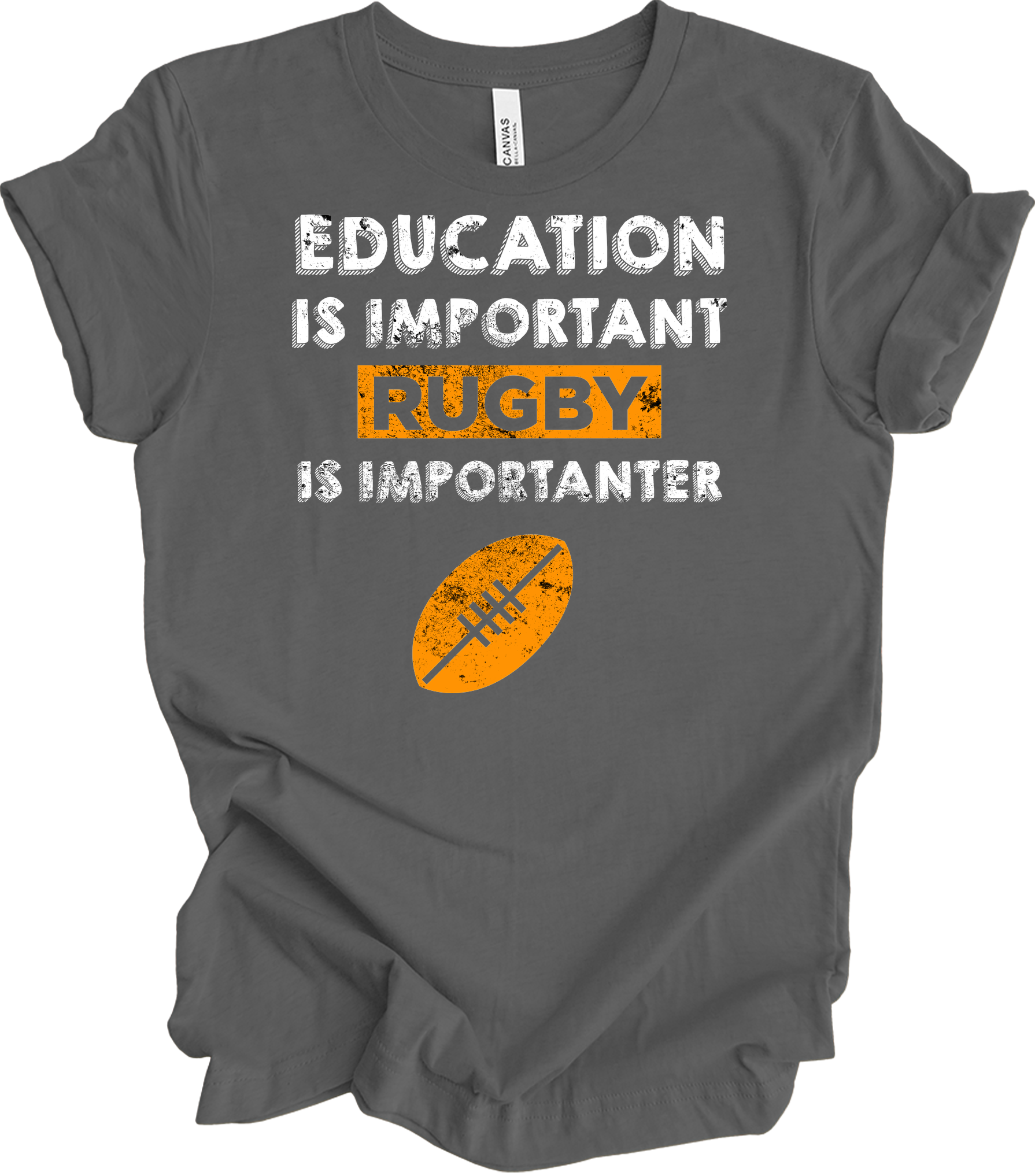 Rugby Is Importanter Funny Sports T-Shirt in Asphalt