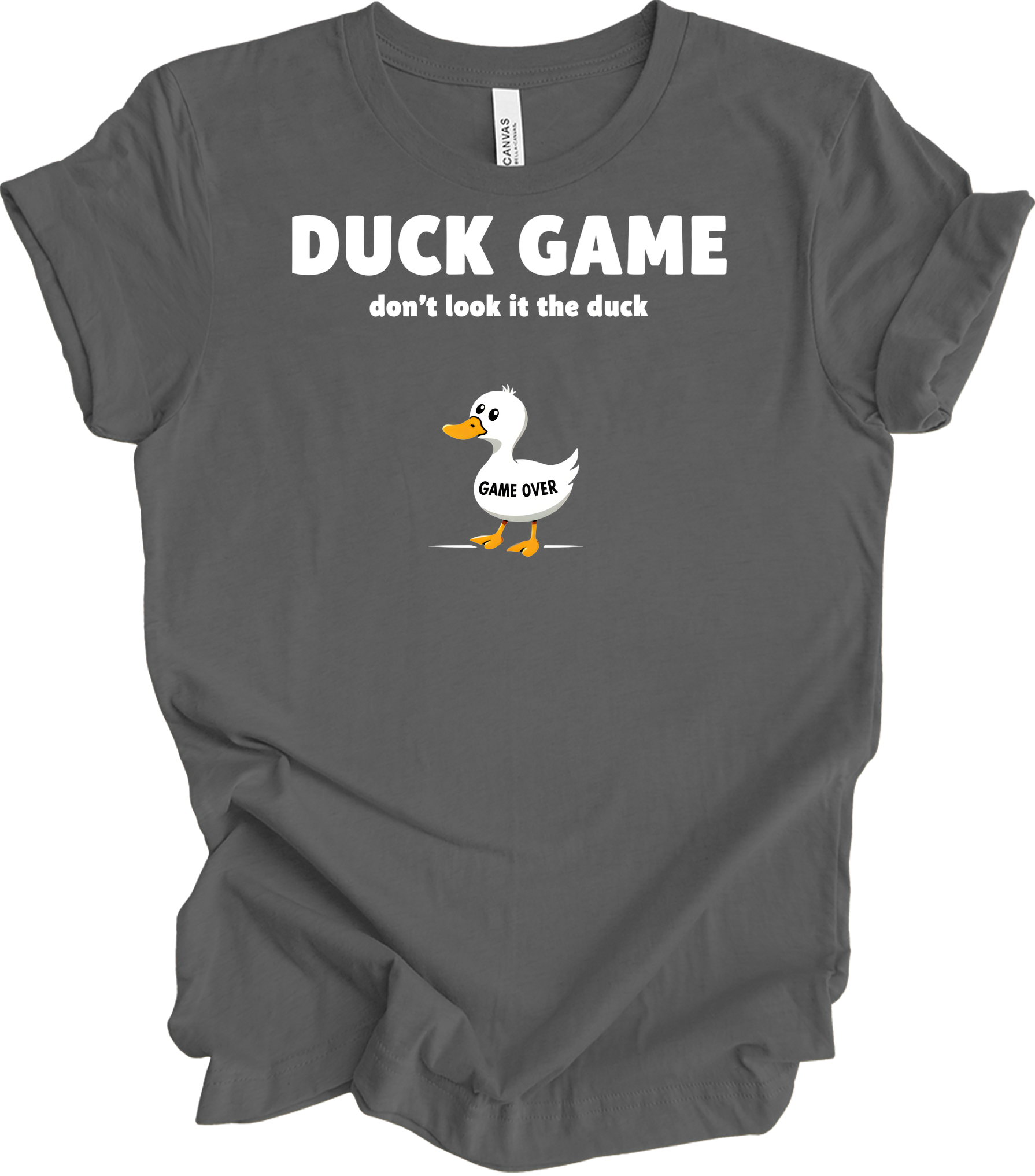 Duck Game Humor T-Shirt in Asphalt