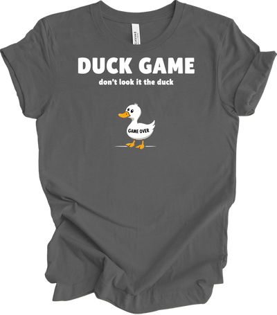 Duck Game Humor T-Shirt in Asphalt