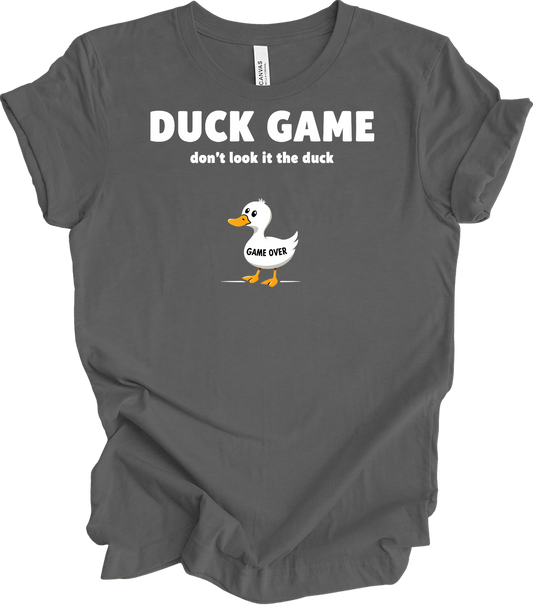Duck Game Humor T-Shirt in Asphalt