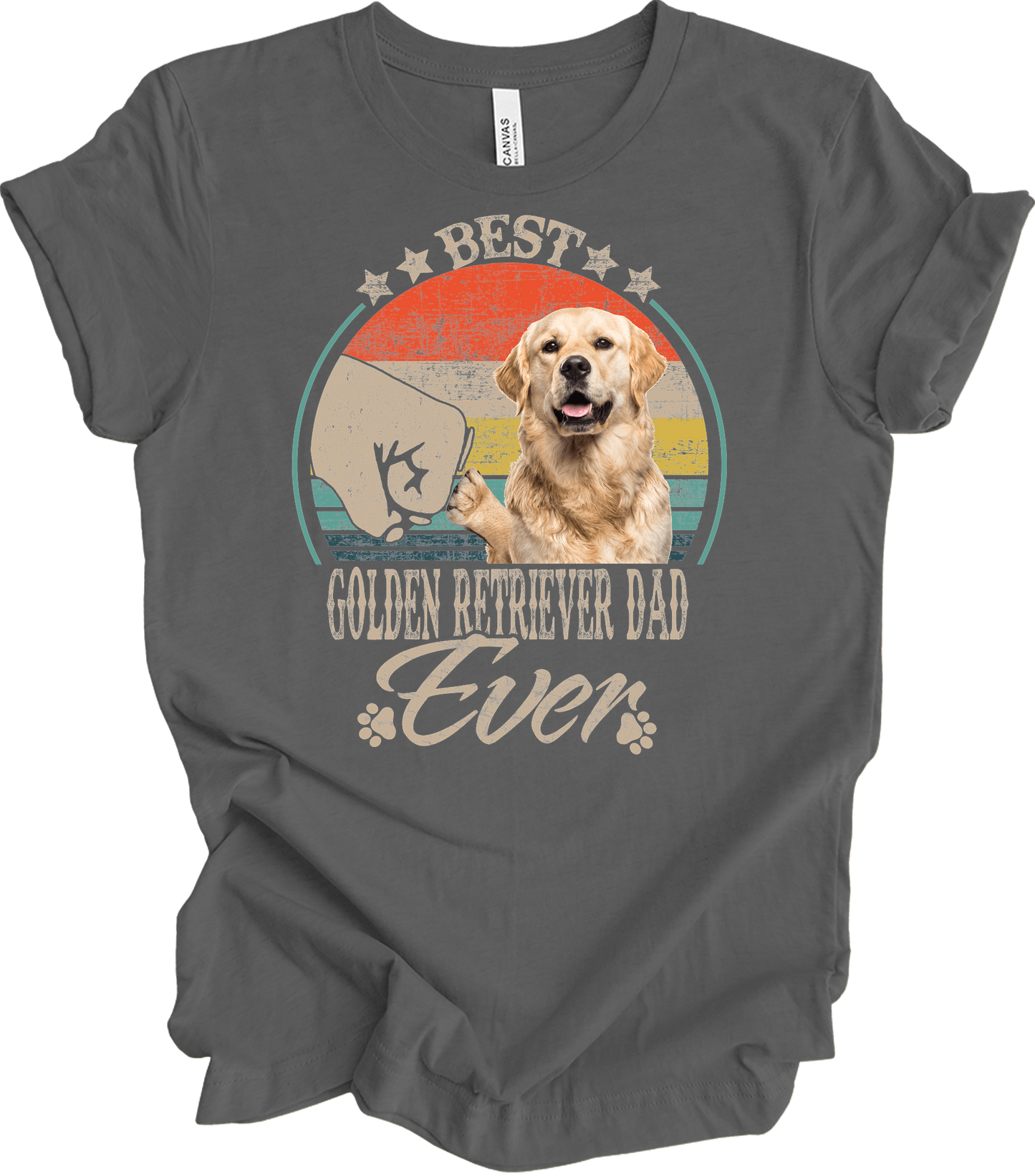 Best Golden Retriever Dad Ever Vintage T-Shirt in Asphalt