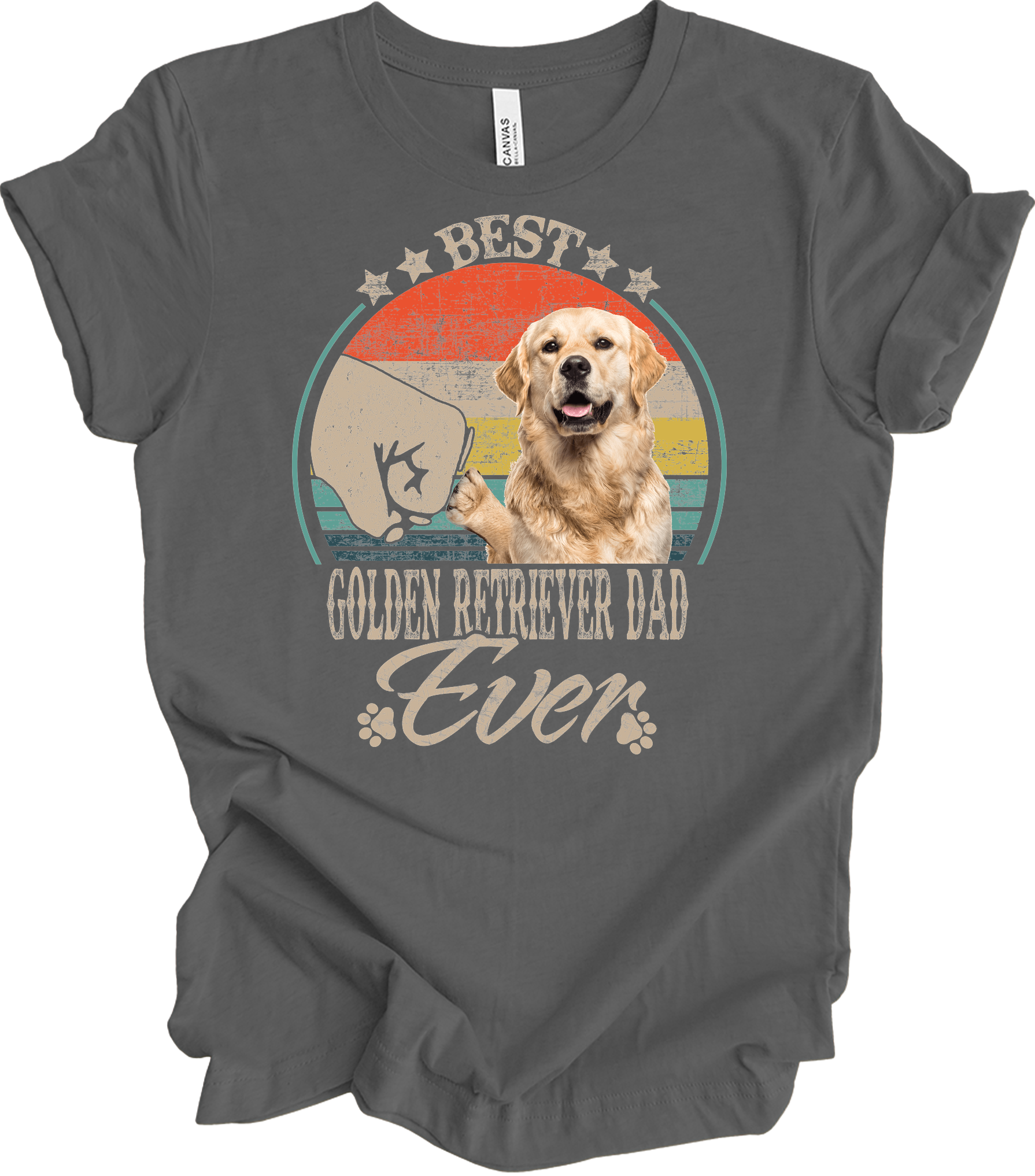 Best Golden Retriever Dad Ever Vintage T-Shirt in Asphalt