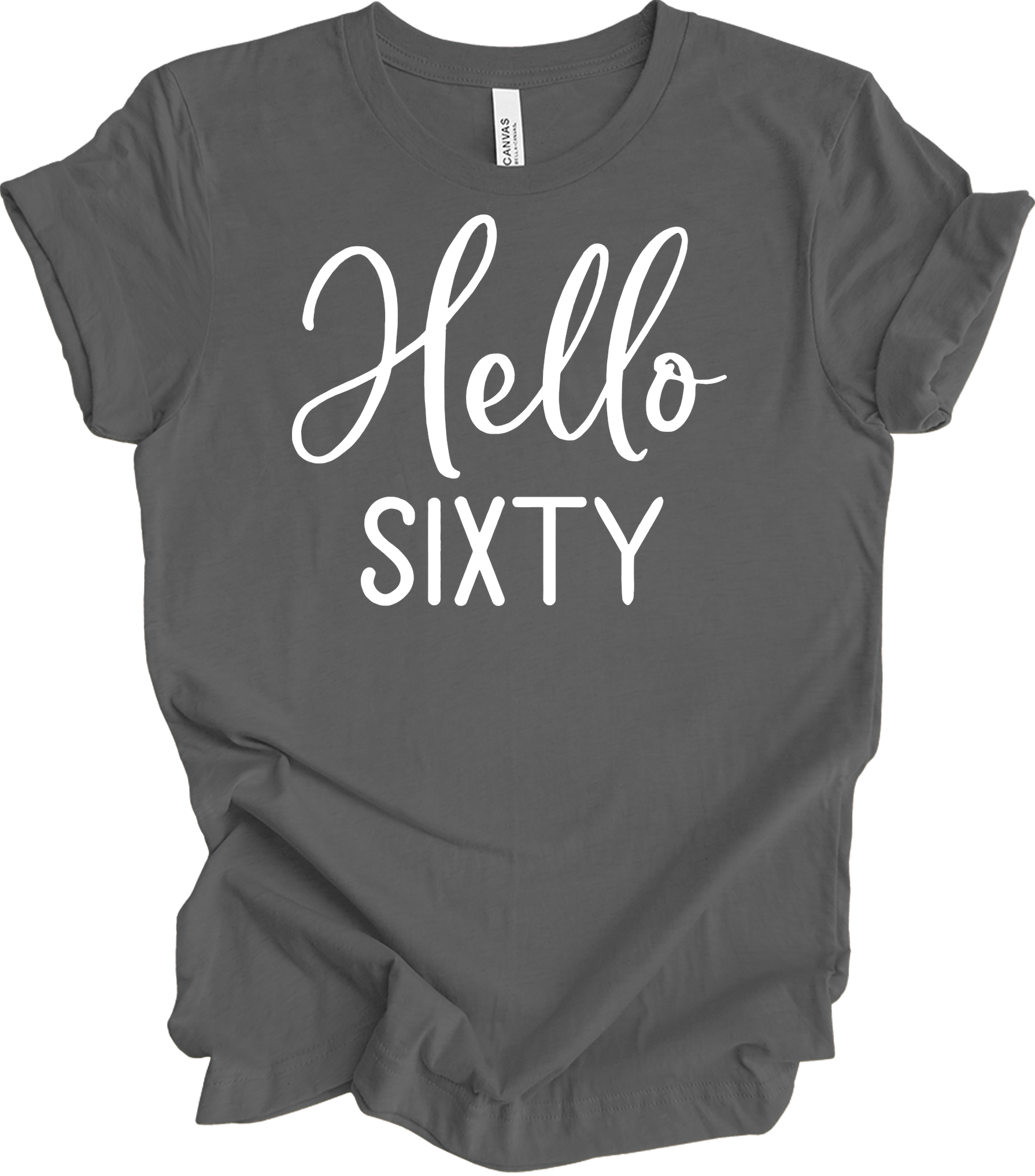 Hello Sixty | 60th Birthday T-Shirt in Asphalt