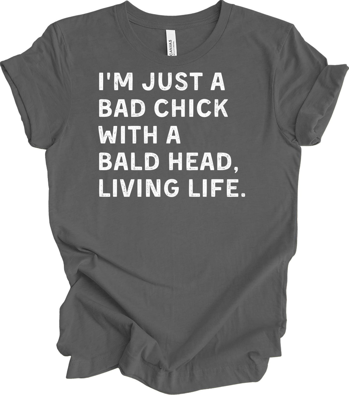 Bad Chick Bald Head T-Shirt in Asphalt