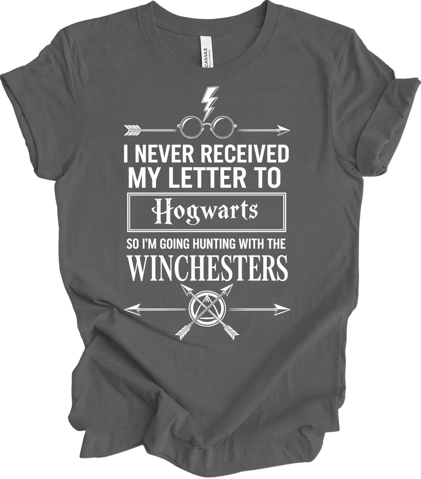 Hogwarts Letter & Winchesters T-Shirt in Asphalt