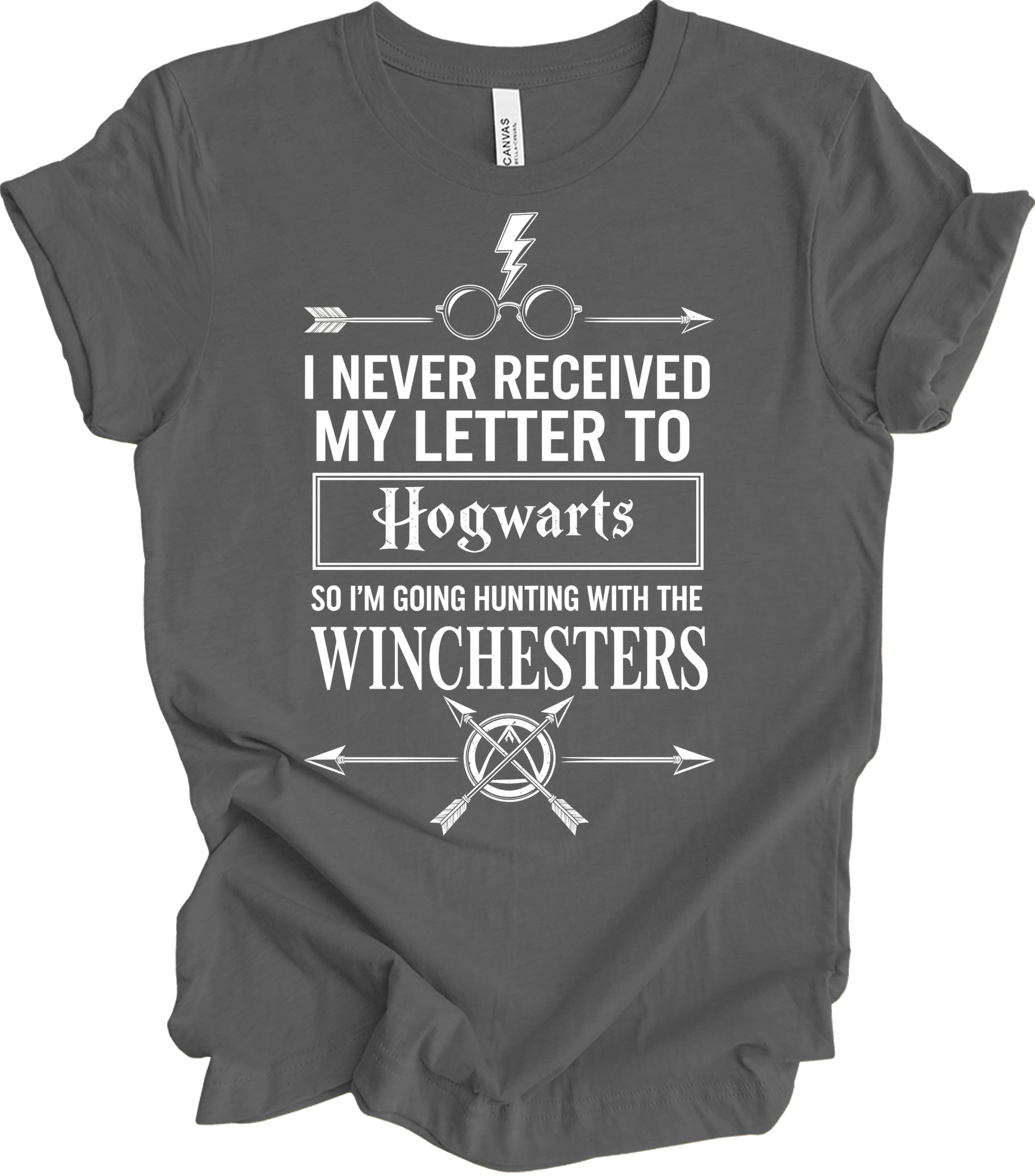 Hogwarts Letter & Winchesters T-Shirt in Asphalt