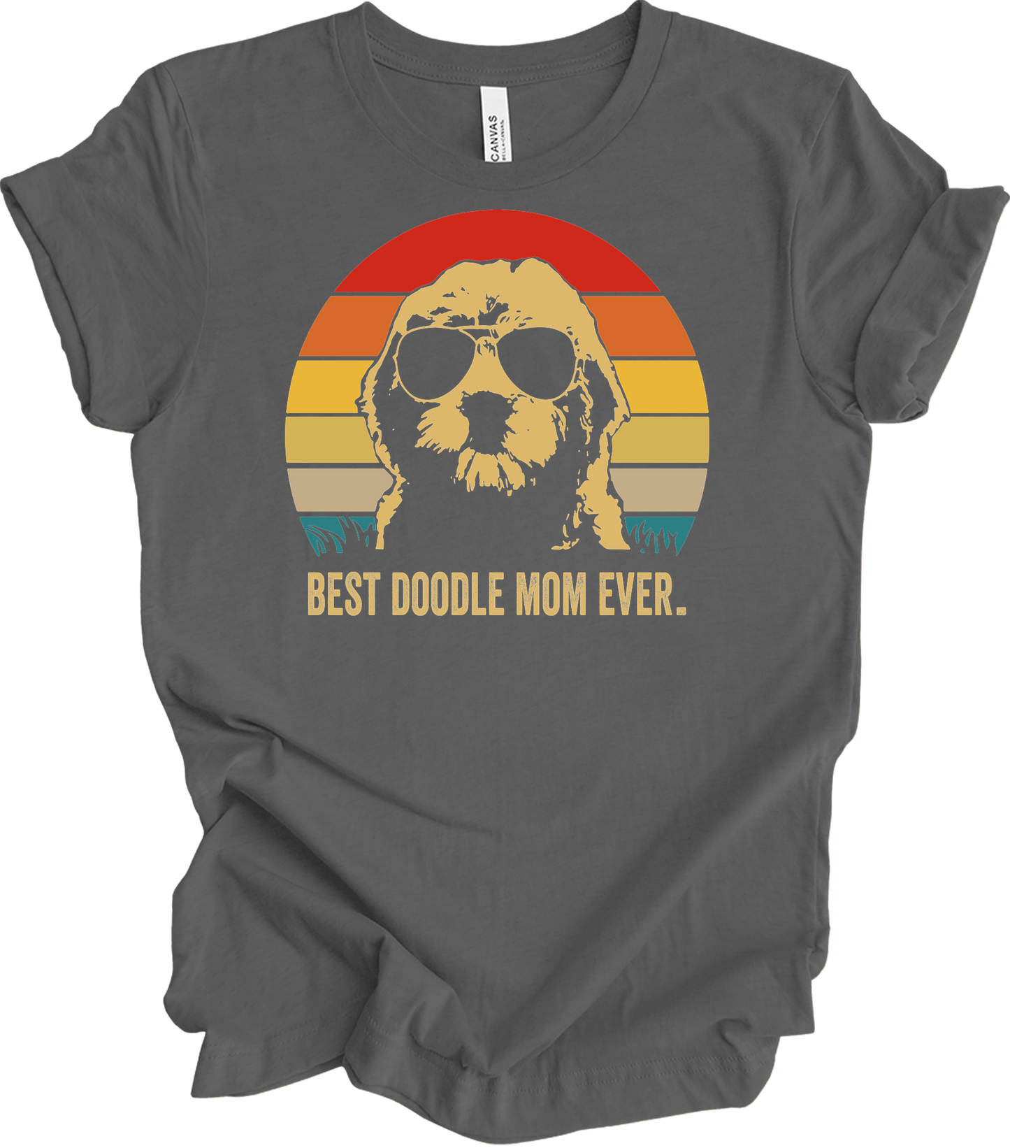 Best Doodle Mom Ever The Big Lebowski Style Retro Dog T-Shirt in Asphalt