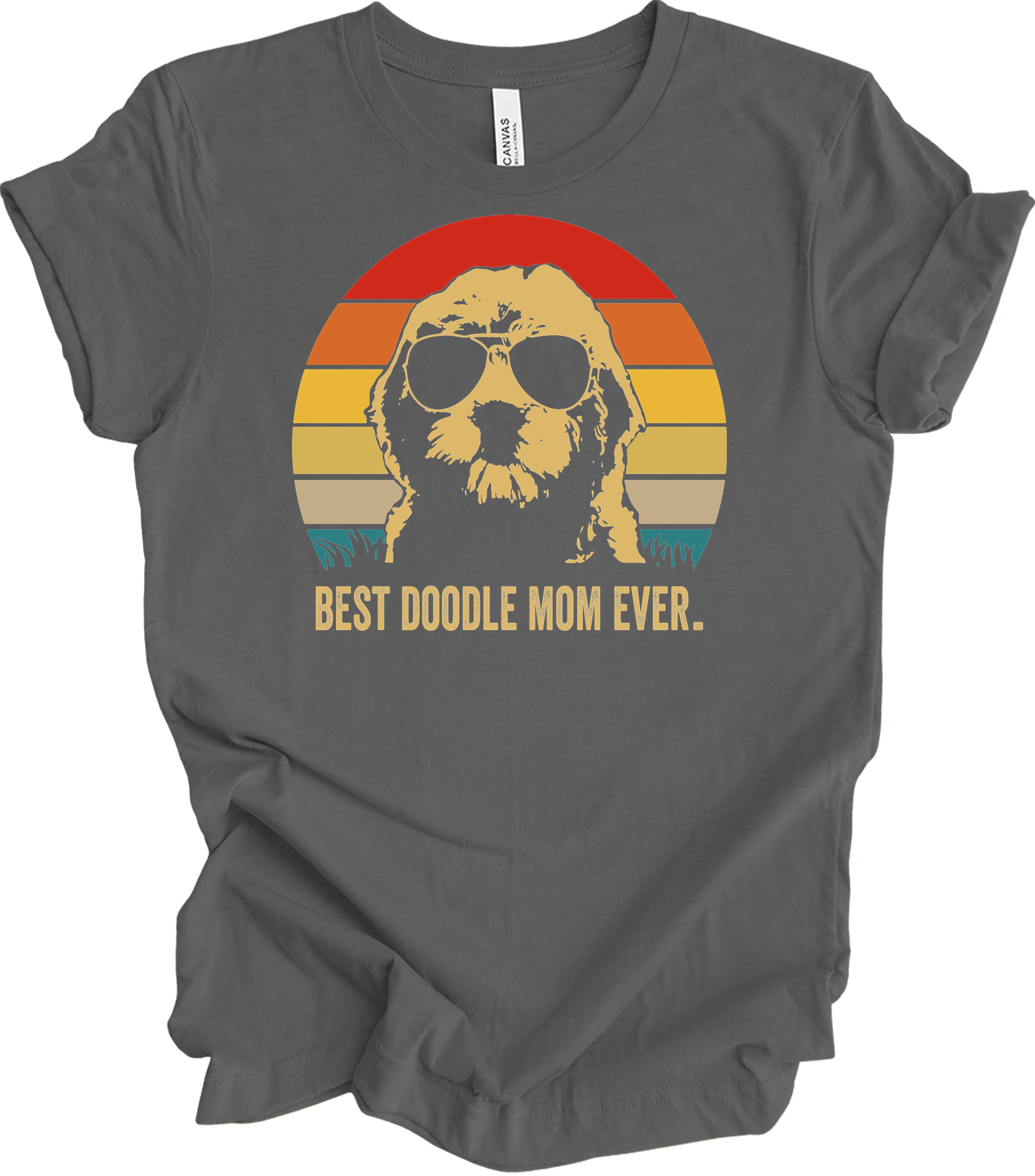 Best Doodle Mom Ever The Big Lebowski Style Retro Dog T-Shirt in Asphalt