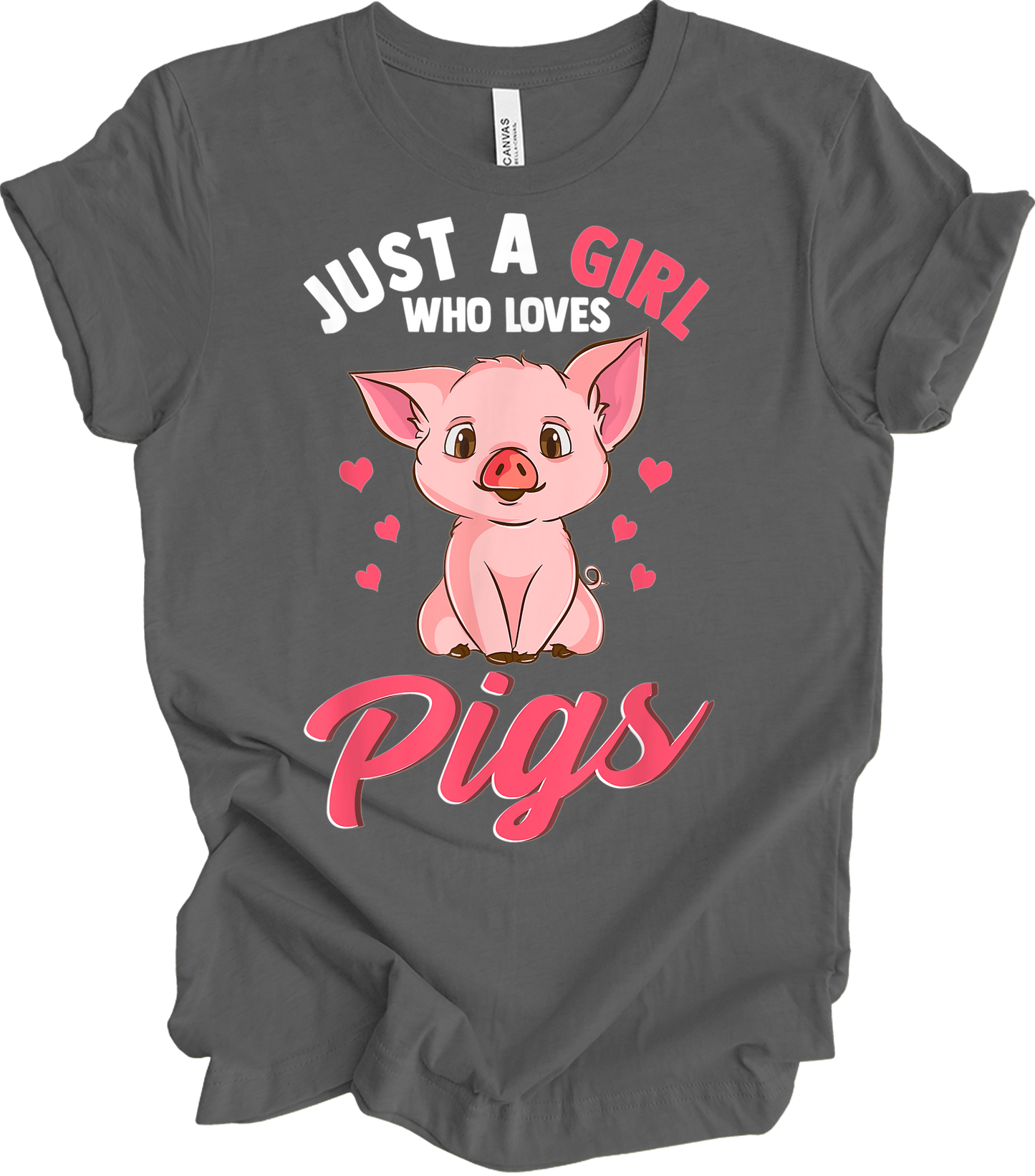 Just A Girl Who Loves Pigs T-Shirt in Asphalt