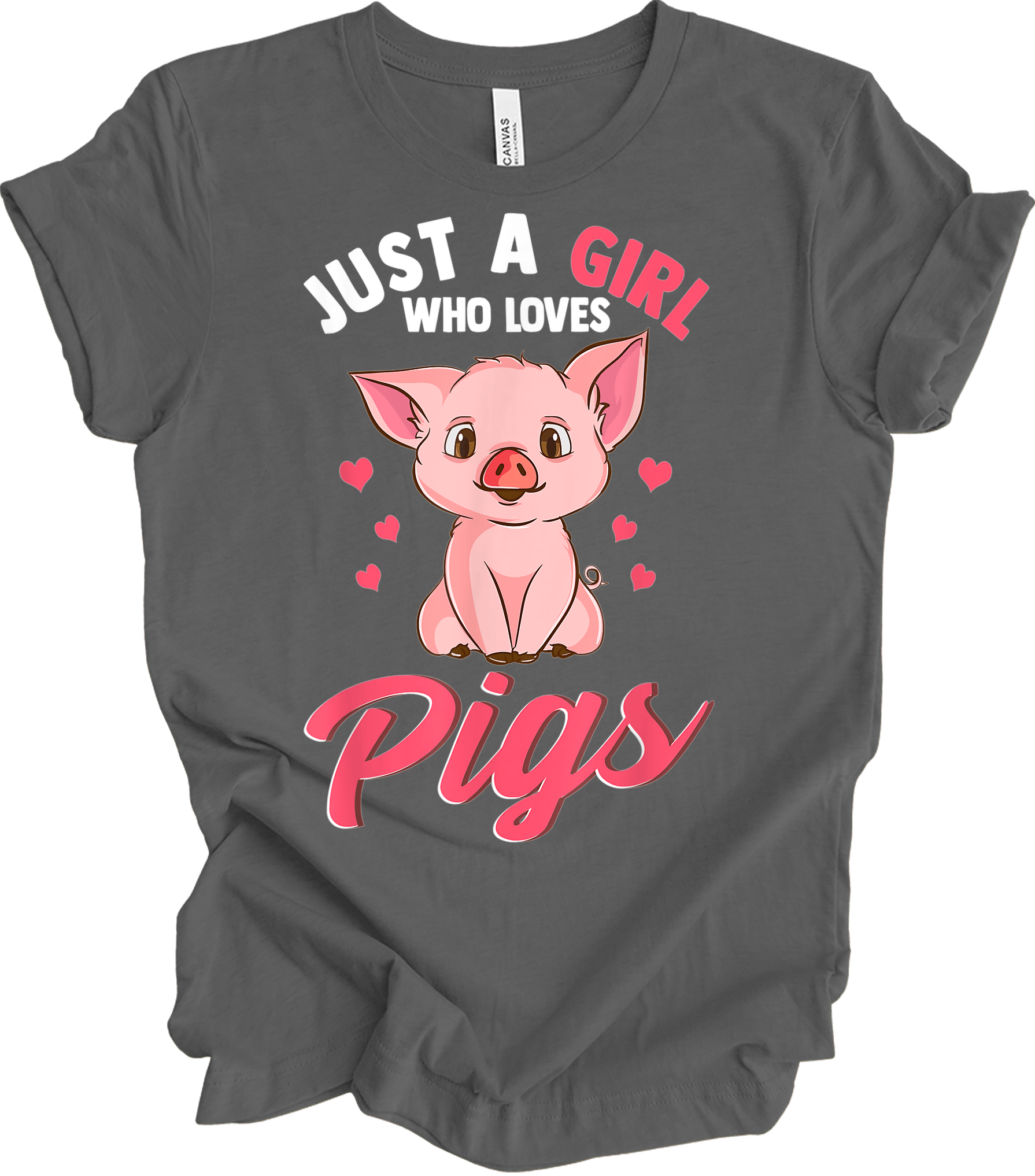 Just A Girl Who Loves Pigs T-Shirt in Asphalt
