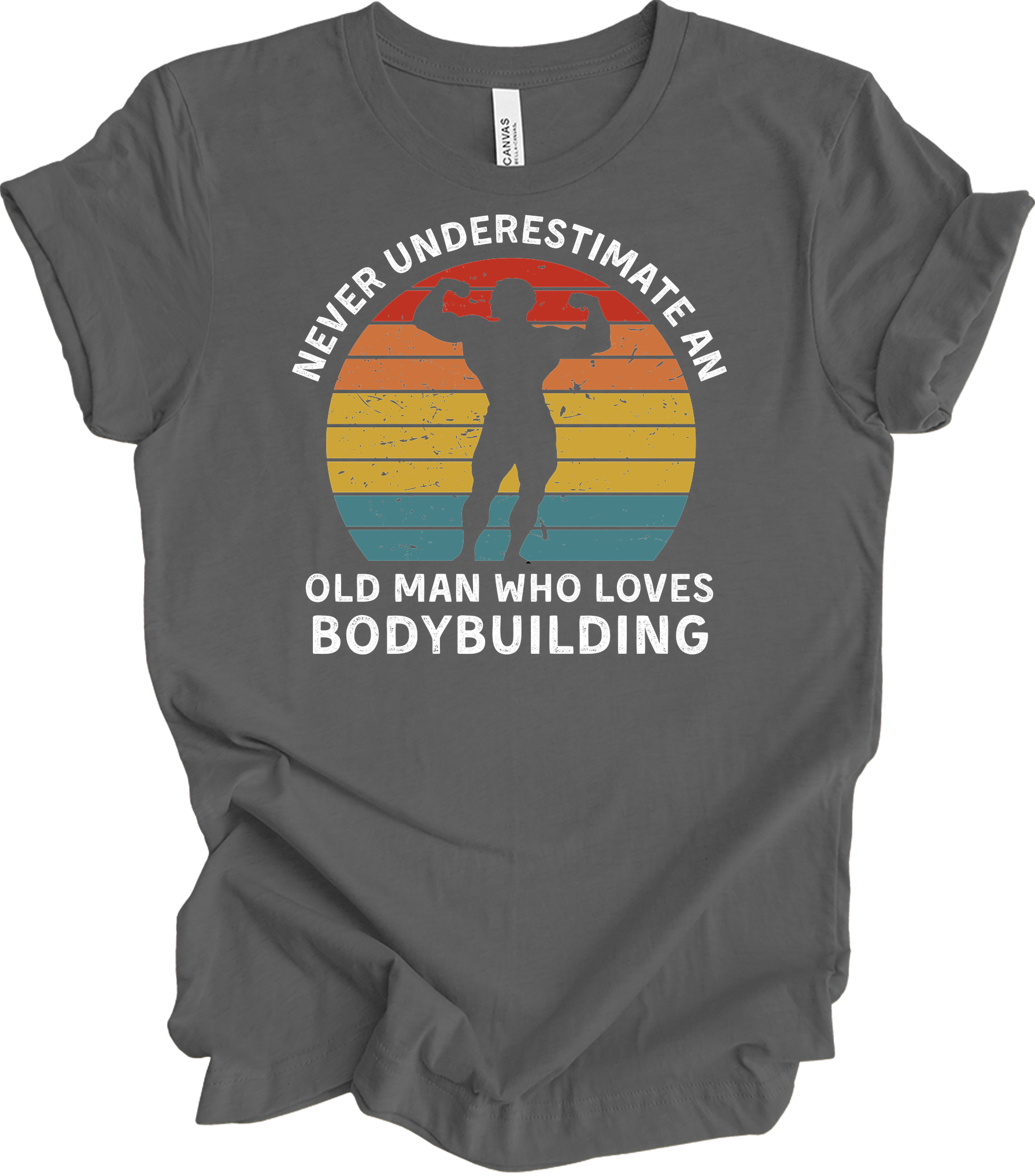 Old Man Bodybuilding - Fitness Gift T-Shirt in Asphalt