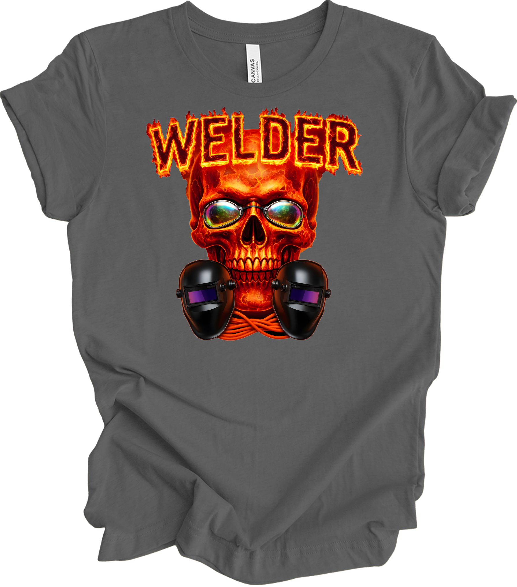 Welder Skull Gift T-Shirt in Asphalt