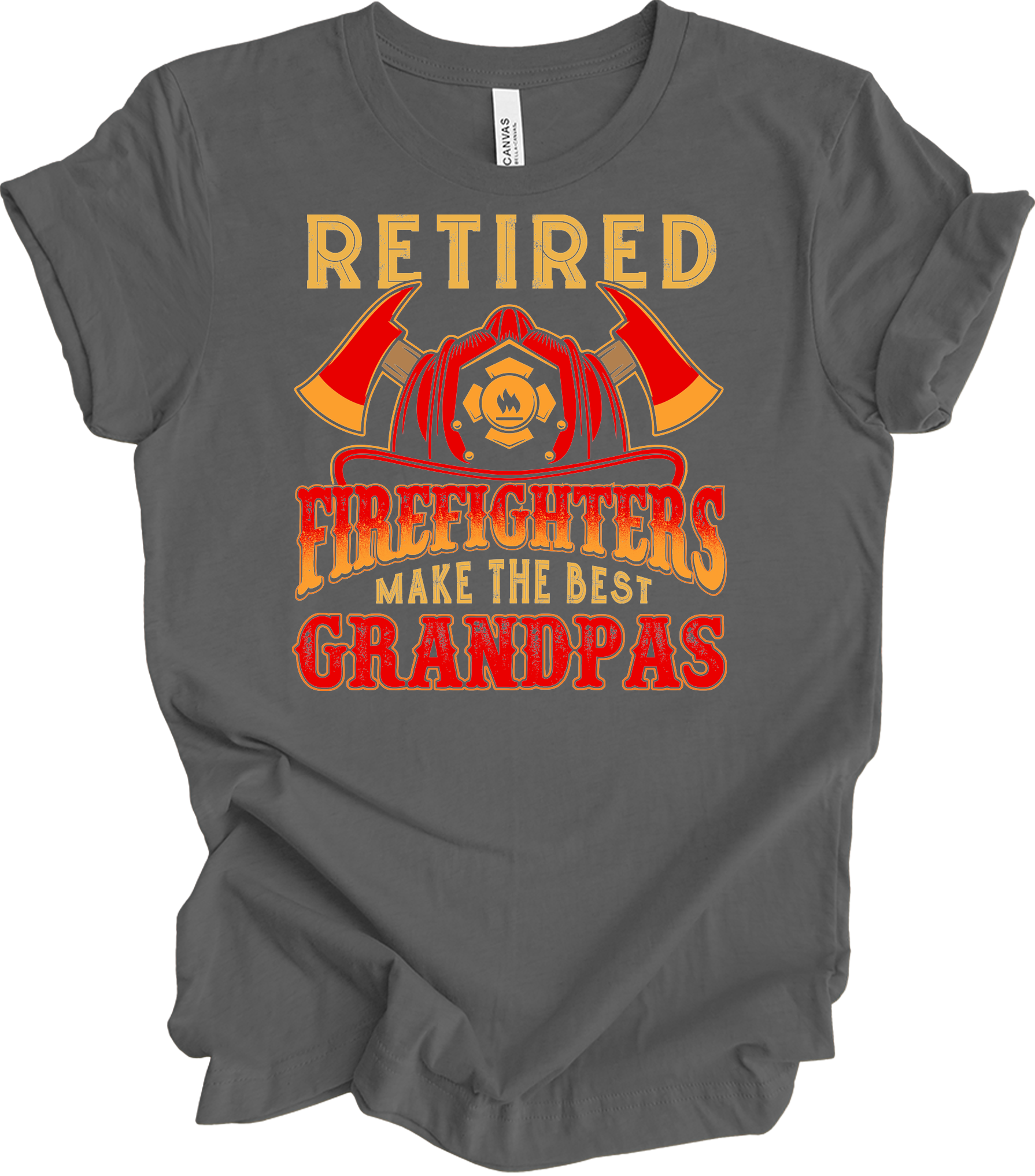 Retired Firefighter Grandpa T-Shirt in Asphalt