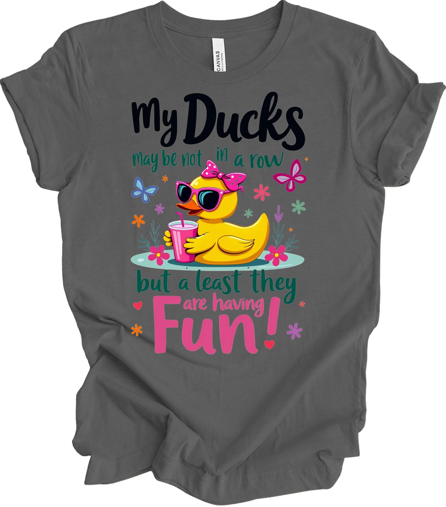 Ducks Not in a Row Fun T-Shirt in Asphalt