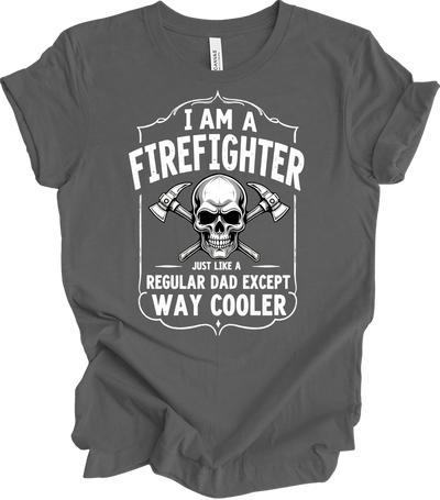 Firefighter Dad Cool Skull T-Shirt in Asphalt